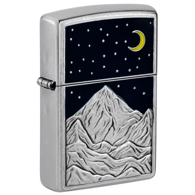 48632 Zippo öngyújtó utcai króm színben -Csillagos égbolt, hegyi táj