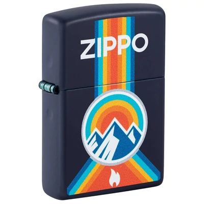 48639 Zippo öngyújtó matt tengerészkék, hegy, Zippo láng és logó