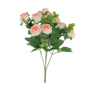 Selyemvirág Rózsacsokor Eukaliptusszal 32 cm