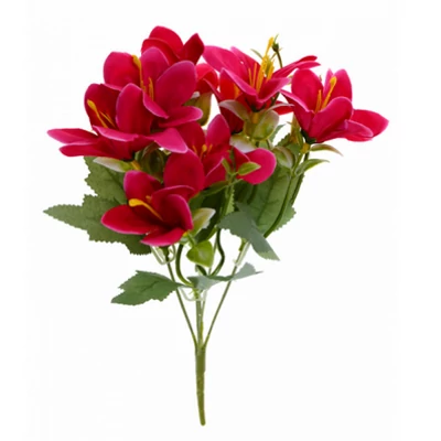 Selyemvirág csokor liliom 5fej 33cm pink