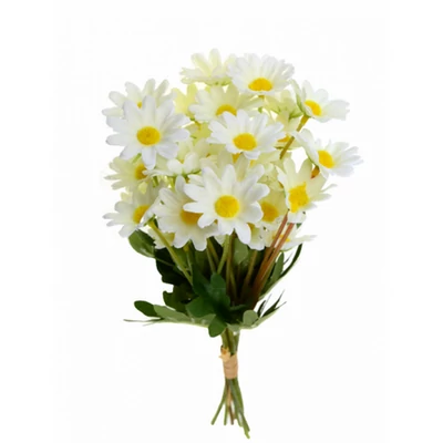 Selyemvirág csokor százszorszép 6fej 32cm fehér