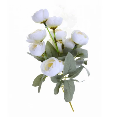 Selyemvirág csokor tearózsa 5fej 30CM fehér