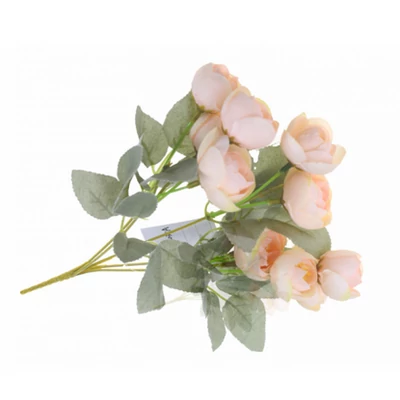 Selyemvirág csokor tearózsa 5fej 30CM krém