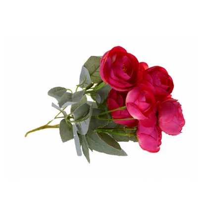 Selyemvirág csokor tearózsa 5fej 30CM pink