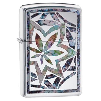 29727 Zippo öngyújtó, fényes ezüst színben, fúziós levél