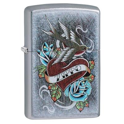 29874 Zippo öngyújtó, fényes ezüst színben, szív motivummal és zippo logóval