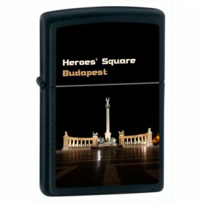 M218 Heroes Square Zippo öngyújtó, Matt fekete - Hősök tere