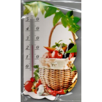 hőmérő hűtőmágnes zöldség kosaras képpel