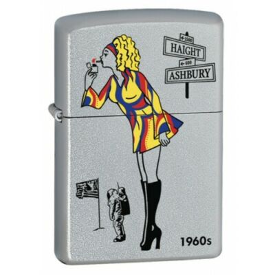 24388 Zippo öngyújtó, finoman csiszolt ezüst színben - Windy Girl 1960s
