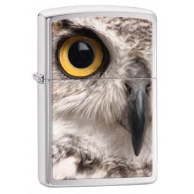 28650 Zippo öngyújtó, ezüst színben - Bagoly képével díszítve