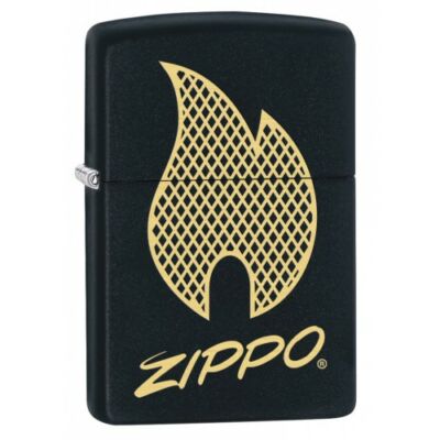 29686 Zippo öngyújtó, Matt fekete-Zippo láng- Zippo logó