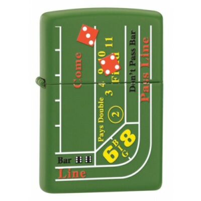 24893 Zippo öngyújtó, matt zöld színben - Kockajáték asztal mintával