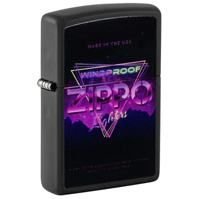  46247 Zippo Lighter: Retro Zippo Sign - Black Matte 