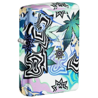 Zippo Lighter: Abstract Weed Leaf Design - Glow-in-the-Dark 46562