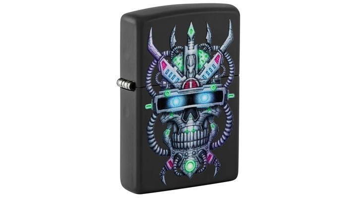 48516 Zippo öngyújtó matt fekete, kiberkoponya