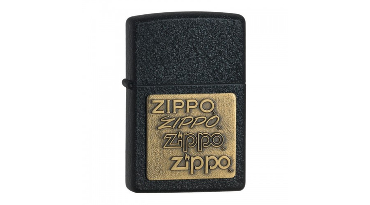 362 Zippo öngyújtó, csiszolt fekete színben, réz színű rátétes logóval