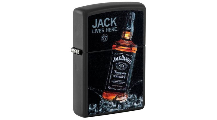 48290 Zippo öngyújtó, fekete matt színben- Jack Daniels logóval