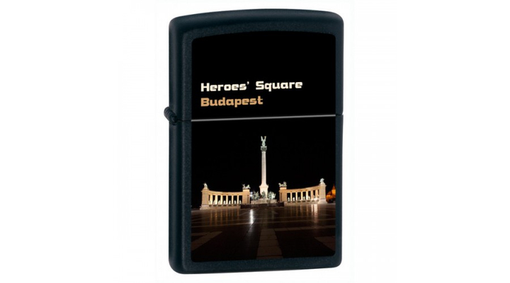 M218 Heroes Square Zippo öngyújtó, Matt fekete - Hősök tere